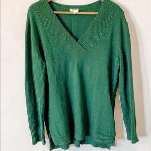 ANTHROPOLOGIE | Green Long V Neck Sweater